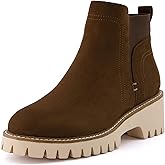 CUSHIONAIRE Parade Pull-On Womens Boots, Lightweight Lug Sole Chelsea Style Ankle Boots for Women with Detailed Stitching