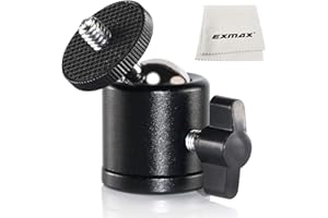 EXMAX Mini Ball Head 360 Degree Aluminum Alloy Body Rotating Swivel Mini Tripod Ball Head with 3/8" to 1/4" Screw Adapter for DSLR Camera Camcorder Tripods Monopods Light Stand Bracket