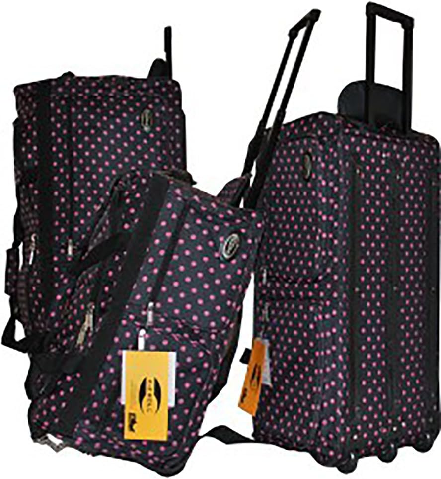 E-Z Luggage Polka Dots Rolling Duffel Bag
