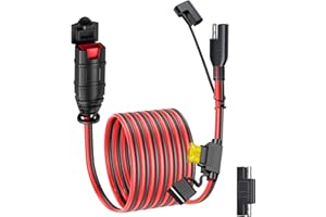KarlKers SAE Extension Cord Compatible with NOCO Genius Smart Battery Chargers, 16AWG SAE Adapter with 20A Fuse Waterproof Plugs, SAE Connector Cable for Motorcycle/ATV/UTV/Auto/Car (5FT)