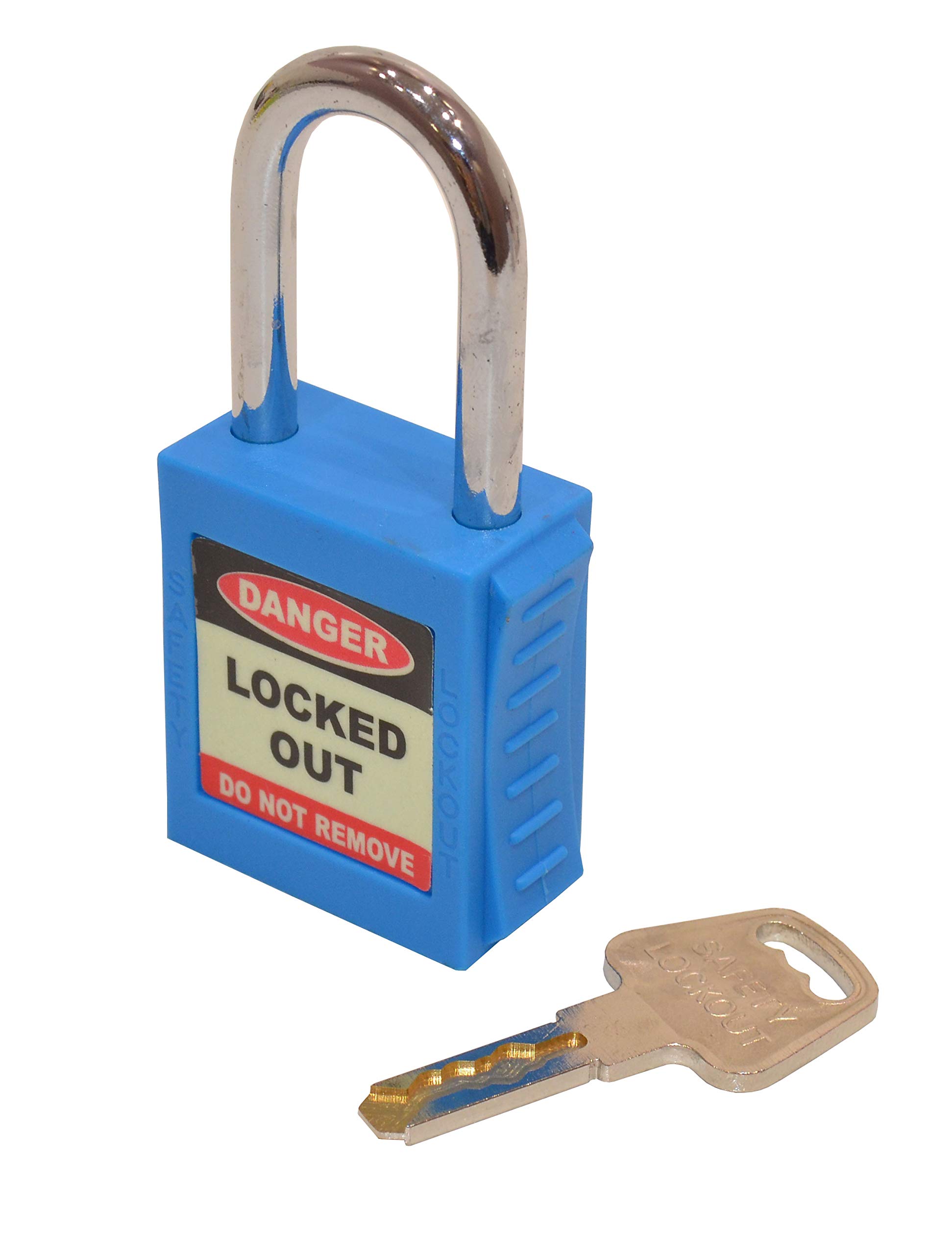 Lockout Blue Padlock, 6 Pin lock Mechanism, Resistant To Chemicals & Corrosion, Key Retaining Feature, Ribbed Nylon Body For Easy Grip