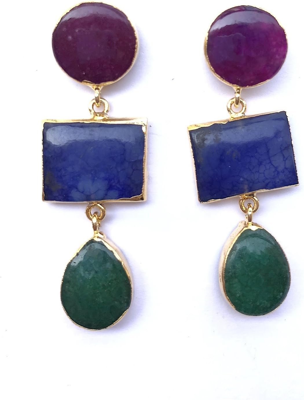 Enhara Jewels Gold Hoop Earrings with Gypsy Coins and Black Onyx Drops, Dangle Earrings, Statement Earrings