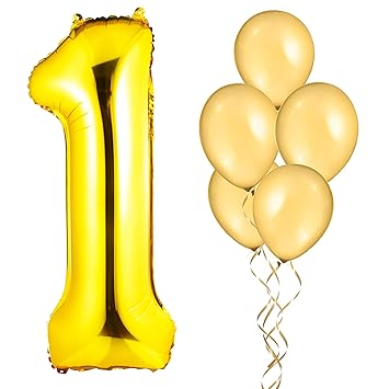 Amazon Com Gold 40 Mylar Foil Number 1 Balloon With 5 12 Latex