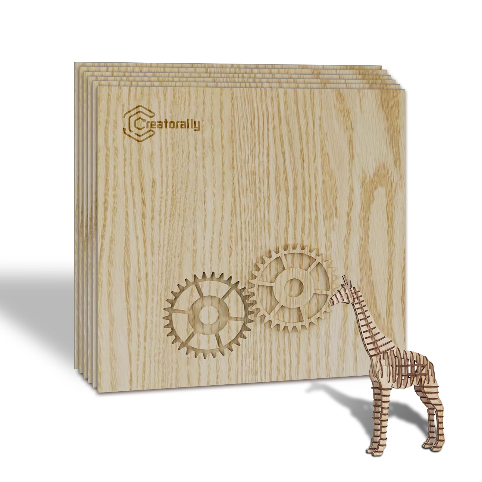 Creatorally 3mm Plywood Sheets, Red Oak Wood Veneer Sheet for Laser Engraving Machine, 30x30 cm 6Pcs Craft Board for Cutting Art Unfinished Ply Materials Planks