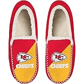 FOCO NFL Unisex-Adult Officially Licensed Color Block Primary Logo Sherpa Lined Moccasin Slippers