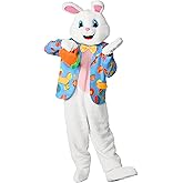 Wabolay Easter Bunny Costume Adult Rabbit Mascot Suit 6PCS Deluxe Plus Size Bunnies Onesie Outfit Carrot Bag for Men Women