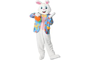 Wabolay Easter Bunny Costume Adult Rabbit Mascot Suit 6PCS Deluxe Plus Size Bunnies Onesie Outfit Carrot Bag for Men Women