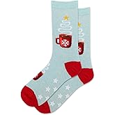 Hot Sox Women's Christmas Coffee Non Skid Socks 1 Pair, Mint Melange, Women's 9-11 Shoe