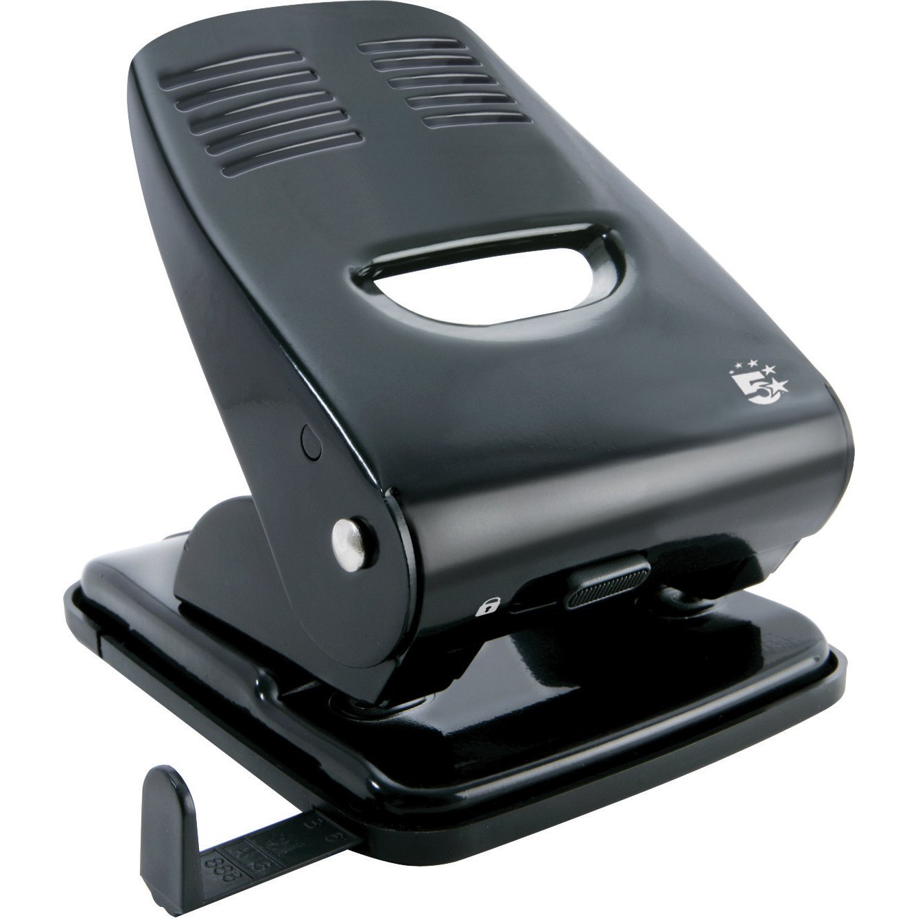 5 Star Punch 2-Hole Metal with Plastic Base Capacity 40x 80gsm Black