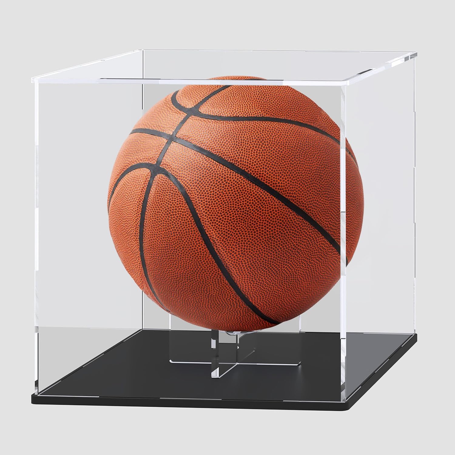 UoYeet Basketball Display Case with Ball Holder, Clear Display Box for Full Size Basketball, Sports Memorabilia Showcase