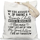 APJYM Grandma Tote Bag, Mother's Day Birthday Gifts for Grandmother from Grandkids Grandsons Granddaughters Canvas Tote Bags for Women, Best Grandma Gifts, Reusable Grocery Shopping Bags