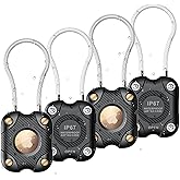 DEERLET for Airtag (1st & 2nd Gen) Holder with Wire Cable 4 Pack, Secure Lock Airtag Keychain,IPX7 Waterproof,360°Hard Protective Air Tag Case Holder for Key Chain,Key Ring,Car,Luggage
