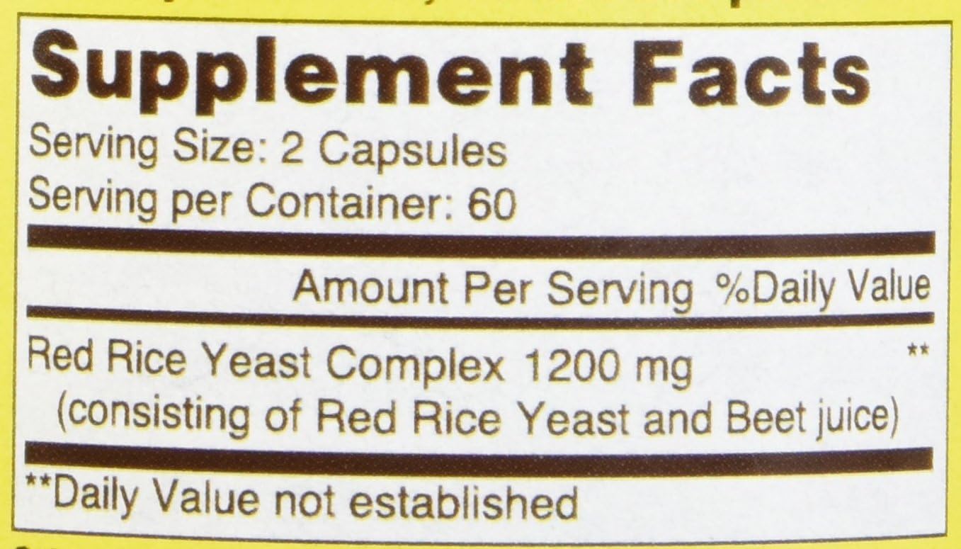 Mason Vitamins Red Yeast Rice 1200 mg Capsules, 120 Count: Health & Personal Care