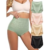 MEIYATING Women's Cotton Underwear Super Stretchy High Waisted Postpartum Tummy Control Ladies Panties Briefs 4 Packs