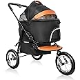Dog Strollers for Medium Small Pet - 3 in 1 Pet Stroller Cats/Dogs, Zipperless Entry, Jogging Tires, 3 Wheels with Detachable Dog Carriage, Storage Basket and Easy One-Hand Fold