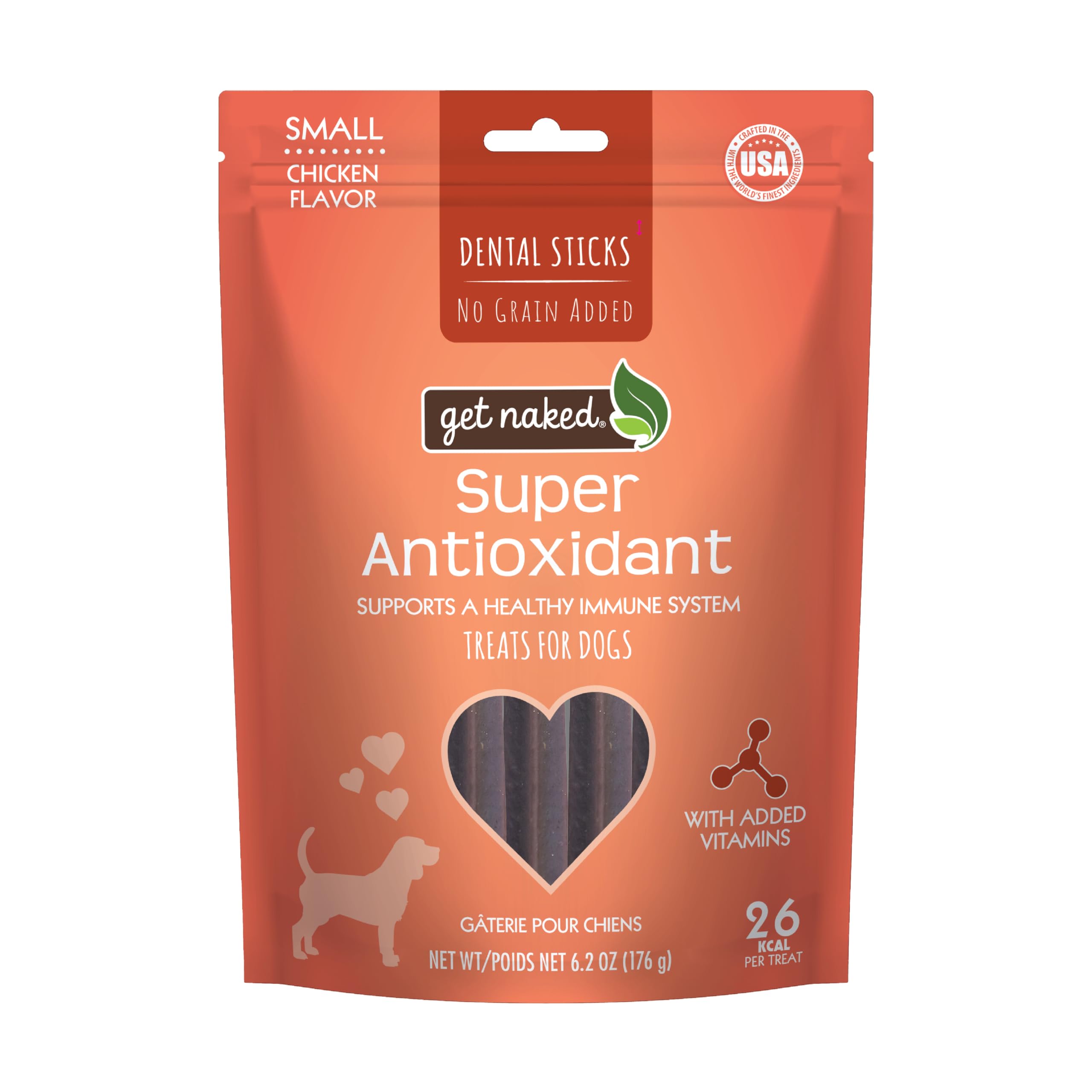 Get Naked Grain Free 1 Pouch 6.2 Oz Super Antioxidant Dental Chew Sticks, Small