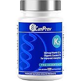 CanPrev K2 120mcg with Organic Coconut Oil, 120 Softgels 120-Day Supply, Pure MK-7 for Enhanced Absorption, Support for Stron