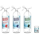Presto! by Amazon: Refillable Cleaners Variety Starter Pack, (3 reusable spray bottles, 6 refill pacs), Refill, reuse…
