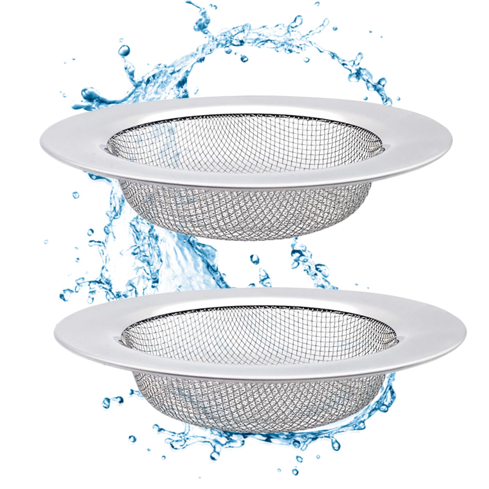 2Pcs Large Stainless Steel Kitchen Sink Strainer Plug, Bathroom Shower Hair Filter Catcher Drain Cover, Strainer Drain Protector Strainer Hole Cover