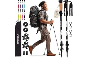 TrailBuddy Trekking Poles - Lightweight, Collapsible Hiking Poles for Backpacking Gear - Pair of 2 Walking Sticks for Hiking,