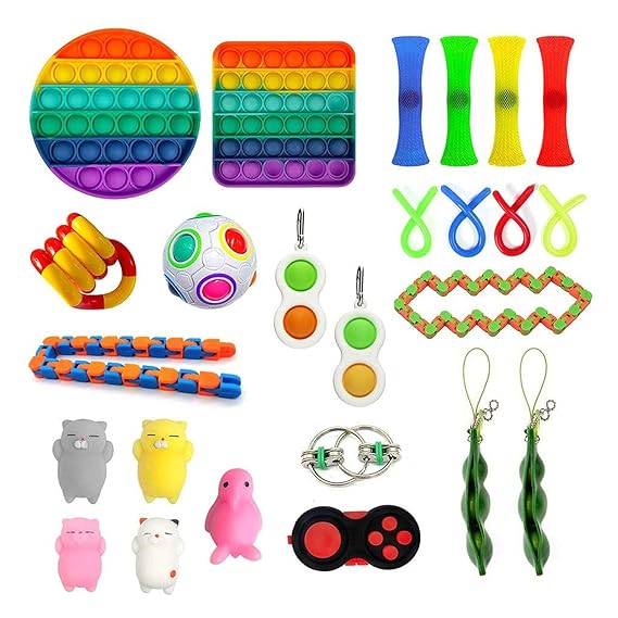 Fidget Packs Set, Cheap Fidget Toy Pack with Dimples, Fidget Keychain