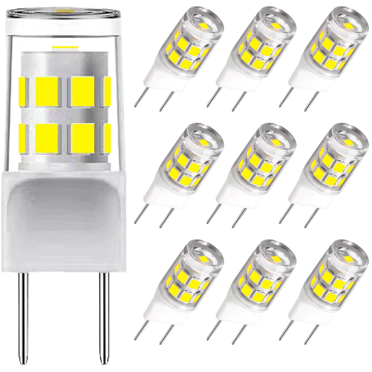 Photo 1 of (10Pack)G8 Led Bulbs,T4 3W Replacement for 20-25W Halogen Bulb,Daylight White 6000K,GY8.6 JCD Type Bi-Pin Base,120V,Puck Light Bulb,for GE Microwave Light,Under Cabinet, Under Counter Kitchen Lighting