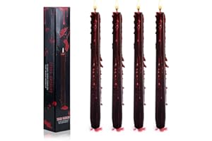 RGQSUN Set of 8 Halloween Bleeding Taper Candles 10 inch Black Taper Candles,Tears Taper Candle for Gothic Halloween Decoration