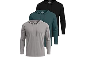 Real Essentials 3 Pack: Men's Cotton Lightweight Casual Pullover Drawstring Hoodie With Pocket (Available In Big & Tall)
