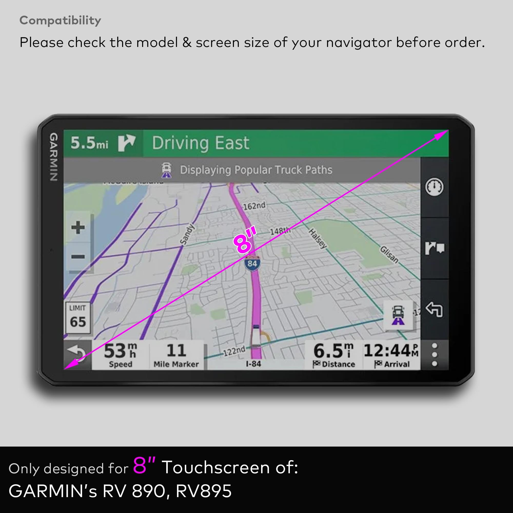Condition photo showing As Is for innosure [2-pack] preminum tempered glass screen protector for garmin rv 890, rv 895 gps navigator 8