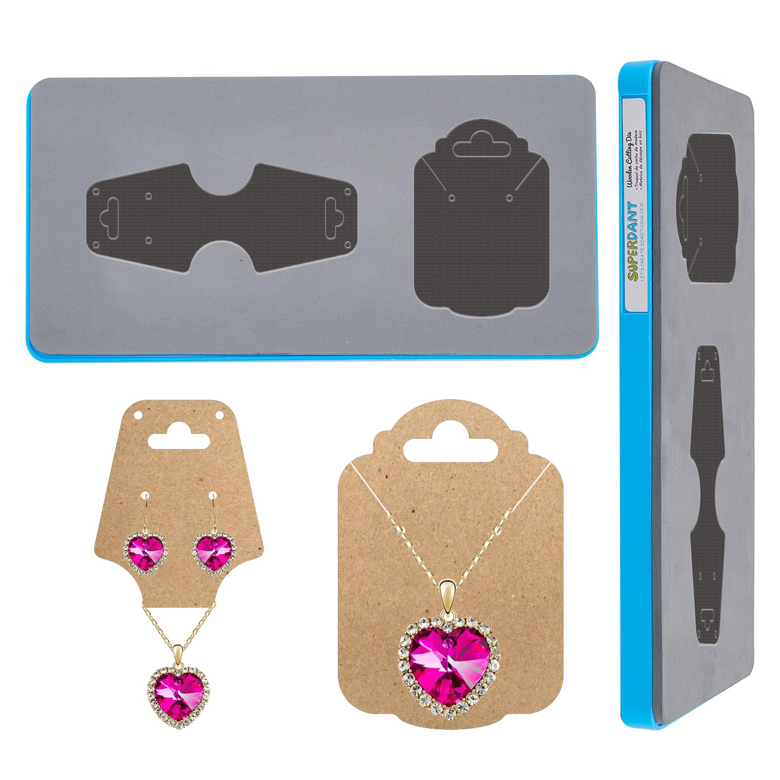 SUPERDANT Earring Necklace Card Leather Cutting Dies 2 Styles Jewelry Display Backing Cards Die Cut Necklace Slits Die Cuts Accessory Card Cuts for DIY Craft Bracelet Jewelry Packaging