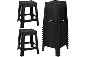 TURSTIN 12 Pack Plastic Stools 16.9 Inch Black Nesting Stools Portable Backless Bar Stool Flexible Seating Chairs for Classroom Office Home