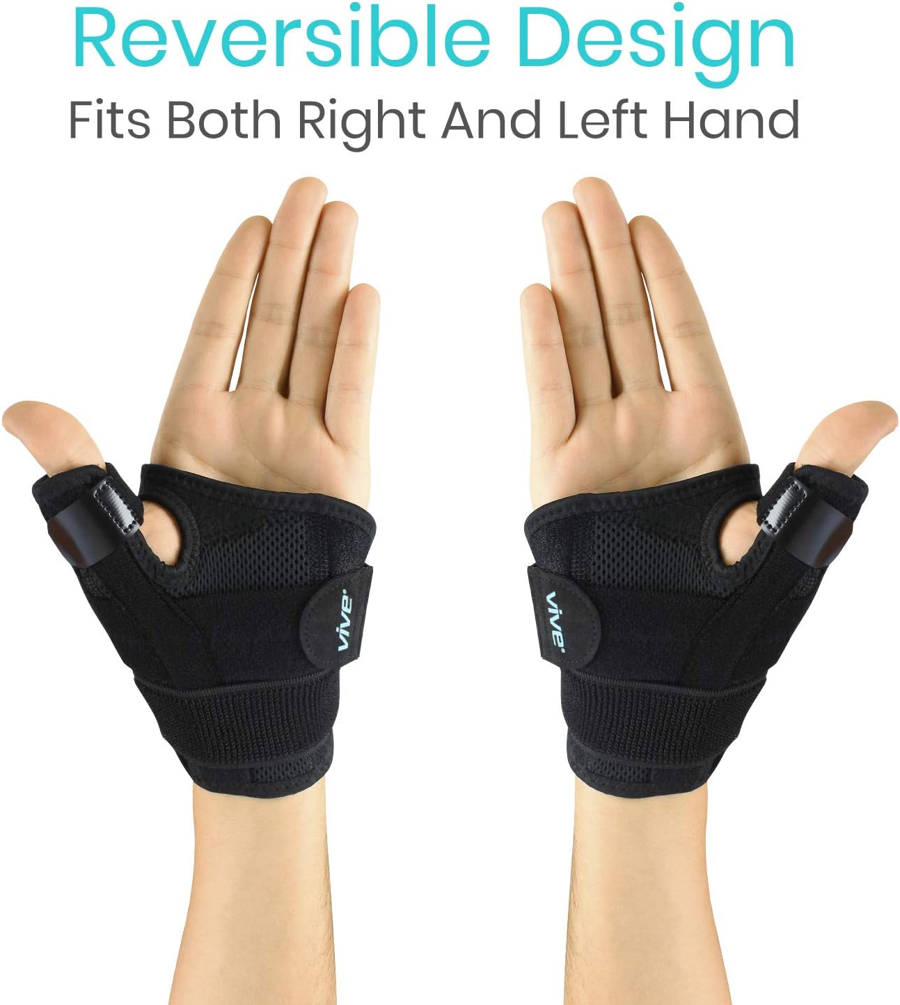 Vive Arthritis Thumb Splint - Thumb Spica Support Brace for Pain, Sprains, Strains, Arthritis, Carpal Tunnel & Trigger Thumb Immobilizer - Wrist Strap - Left or Right Hand (Black): Health & Personal Care