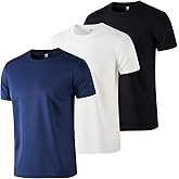 gaulupue 3 Pack Mens T Shirts,T Shirts for Men Pack with 1 Black &1 White,Soft Breathable Short Sleeve Tees for Gym