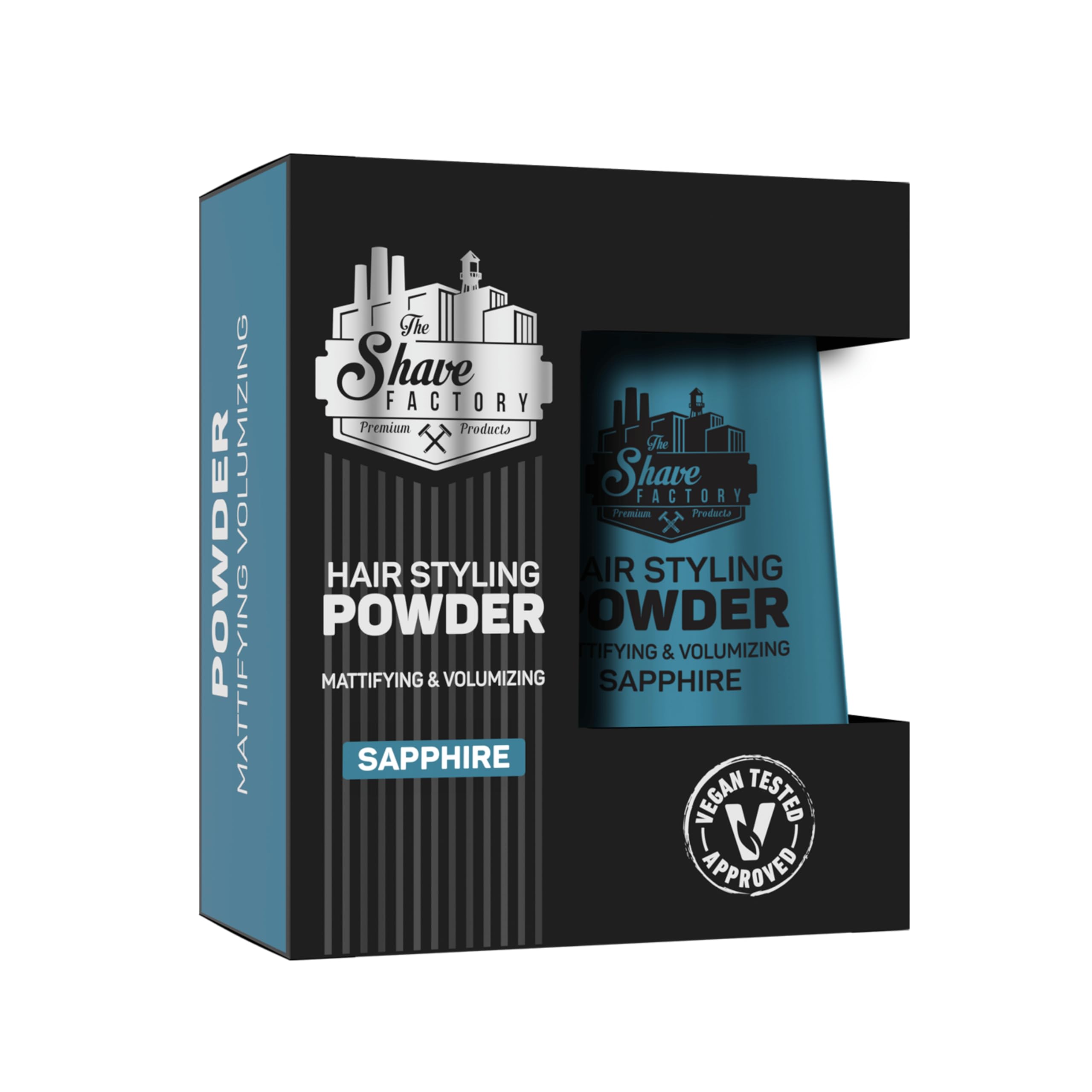 The Shave Factory Hair Styling Powder - Mattifying & Volumizing for unparalleled Texture, Volume and Matte Finish - Perfect for Every Look and Hair Type (20g, Sapphire)