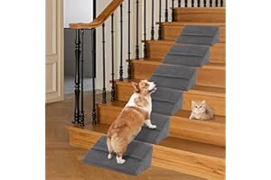 LITAIL Upgrade Non-Slip Dog Ramps/Stairs for Staircase, Foam Dog Ramps for Stairs Inside House, Foam Pet Ramps for Small Dogs, Stair Ramp for Injured Dogs Cats with Self-Sticky Pads to Fix, 6 Pack