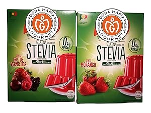 10 servings, Stevia sweetened Gelatin dessert 2 packs, Strawberry & Red Fruits Gelatin with stevia, Gelatin, 0% sugar, Non GMO, Gluten Free, Fat Free, Keto Friendly