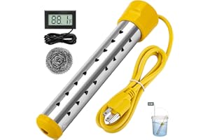 Bebaigowna Portable Water Heaters, 1500W Immersion Water Heater Electric with Digital LCD Thermometer, Bucket Heater with 304 SS Guard Fast Heating in Minutes Suitable for Bucket Bathtubs and Basin