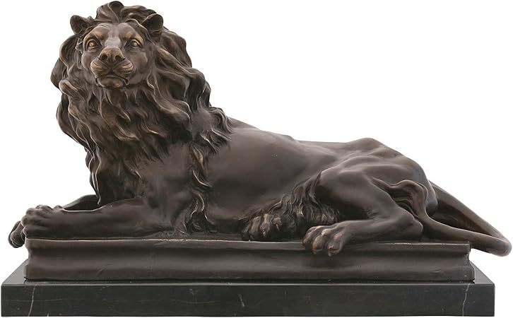 Decobay Eu Wachter Lowe Monumental Bronzestatue Grosse Garten Statue Lowen Figur Skulptur Amazon De