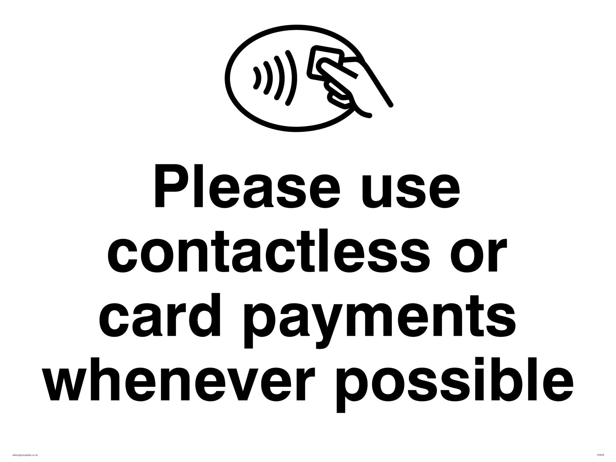 Viking Signs Please use contactless or card payments when possible sign - Plastic Rigid 3mm