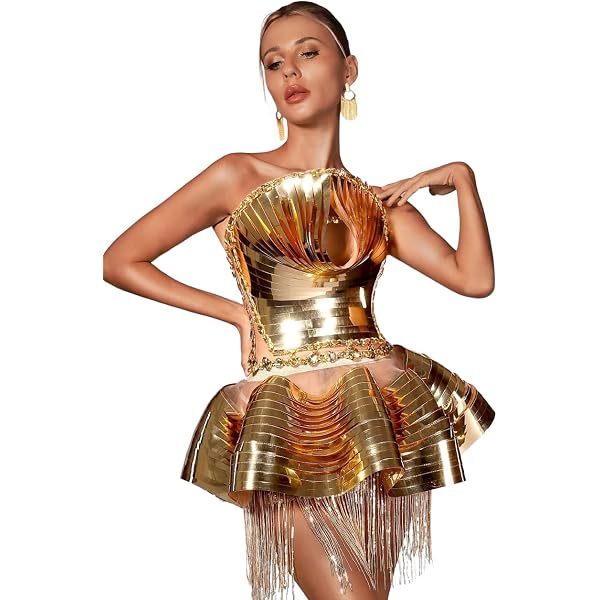 Amazon.com: Women Tech Style Stage Performance Dresses Full Silver Mirrors  Dress Outfit Bar Nightclub DJ Gogo Costume : Clothing, Shoes & Jewelry