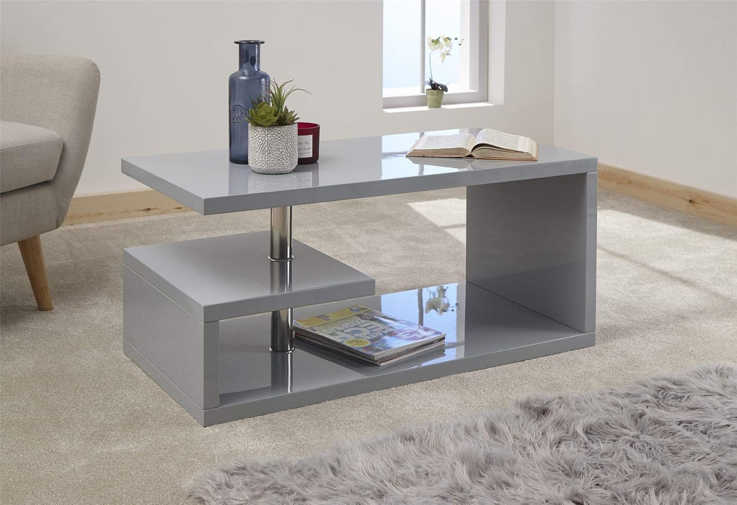led coffee table grey