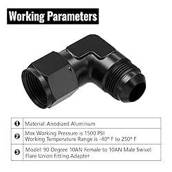 TRUCKMETER 90 Degree 10AN Female to 10AN Male