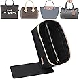 Doxo Purse Organizer Insert & Base Shaper 2pc Set, Felt Handbag Bag Fit LV Speedy Neverfull (L-Black)