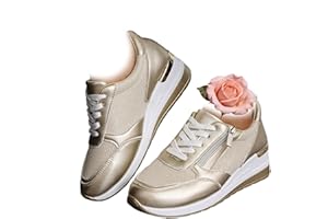 Wedge Sneakers for Women Platform Shoes Lace Up Non Slip Tennis Fashion Sneakers with Zipper Casual Shoes