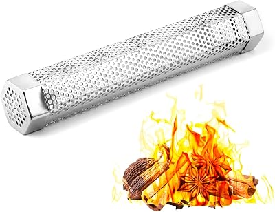 QWORK 12 Inch Stainless Steel Hexagonal Smoke Tube for Grills Pellet Hot Cold