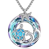 LOOVE Animal Cat/Cow/Owl/Dolphin/Turtle Necklace Sterling Silver Moonstone Abalone Shell Crystal Opal Cute Animals Jewelry Gift for Women