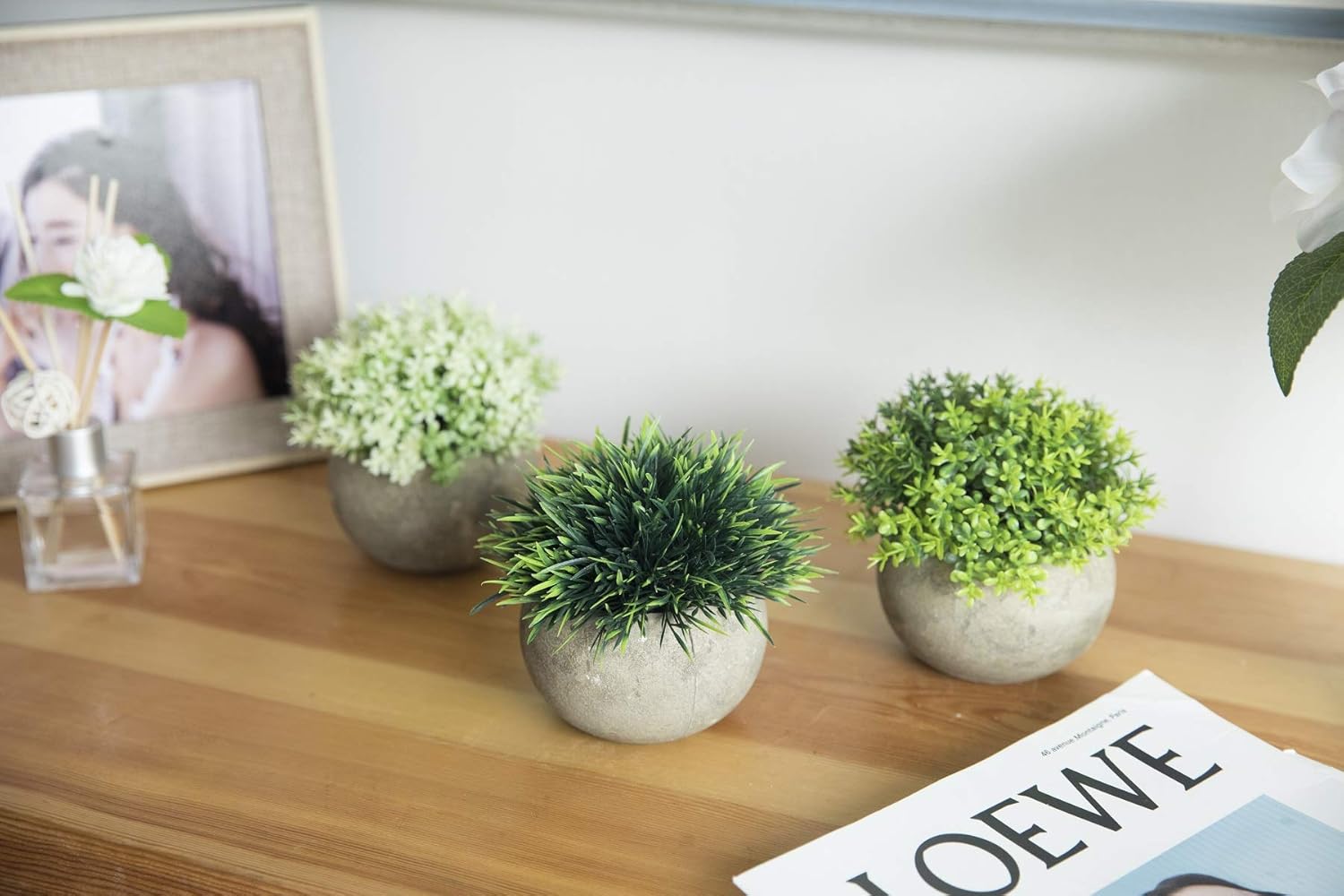 THE BLOOM TIMES 2 Pcs Fake Plants for Bathroom/Home Office Decor, Small Artificial Faux Greenery for House Decorations (Potted Plants) -