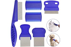 CAPHONT Flea Comb for Cats Dogs, 6 Pack Pet Lice Comb Set Pet Grooming Pets for Small, Medium & Large Pets (Blue)