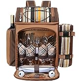 Hap Tim Picnic Basket Backpack for 4 Person with Insulated Leakproof Cooler Compartment, Wine Holder, Fleece Blanket, Cutlery