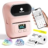 Phomemo Label Printer - M110 Thermal Label Printer Barcode Label Maker Mini Bluetooth Sticker Printer for Small Business, Home, Office, Logo, Address, Name Tag, Clothing, Organizing, Pink
